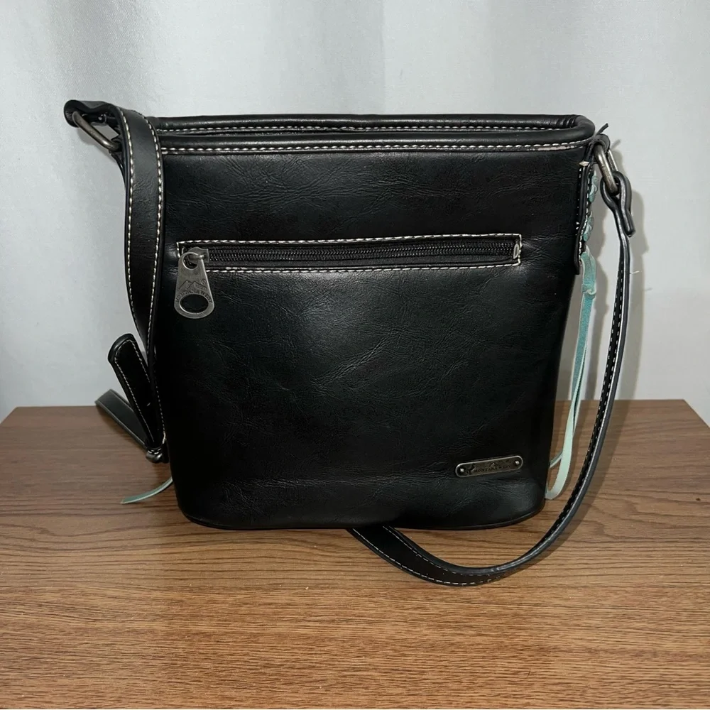 Montana West Black Embroidered Floral Crossbody Bag